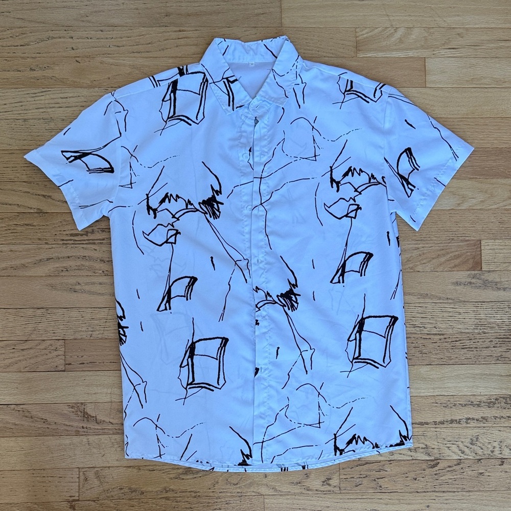 Stylish White Graphic Men's Shirt